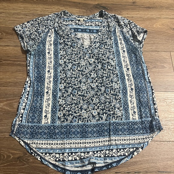 Lucky Brand Tops - Lucky Brand Blue and Cream Floral Blouse